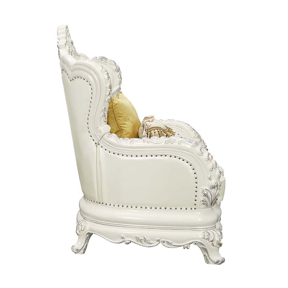 Adara - Chair - White PU & Antique White Finish - Urban Living Furniture (Los Angeles, CA)