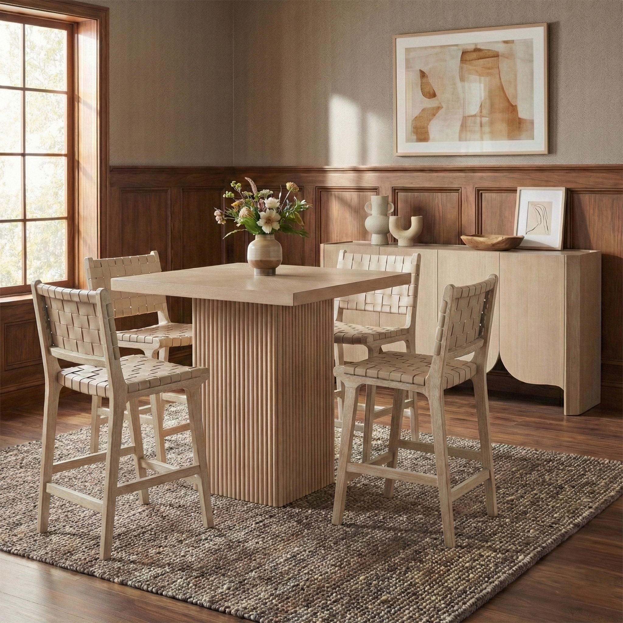 Entwine - Vegan Leather Upholstered Counter Stool - Painted Natural - Urban Living Furniture (Los Angeles, CA)