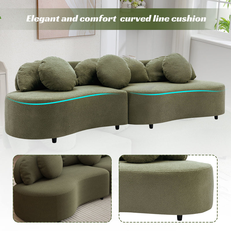Modern Living Room Sofa Lamb Velvet Upholstered For Home