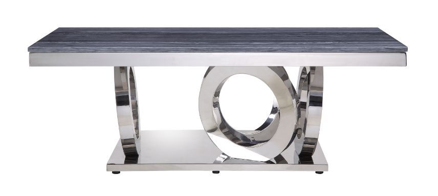 Zasir - Coffee Table - Gray Printed Faux Marble Top & Mirrored Silver - Urban Living Furniture (Los Angeles, CA)