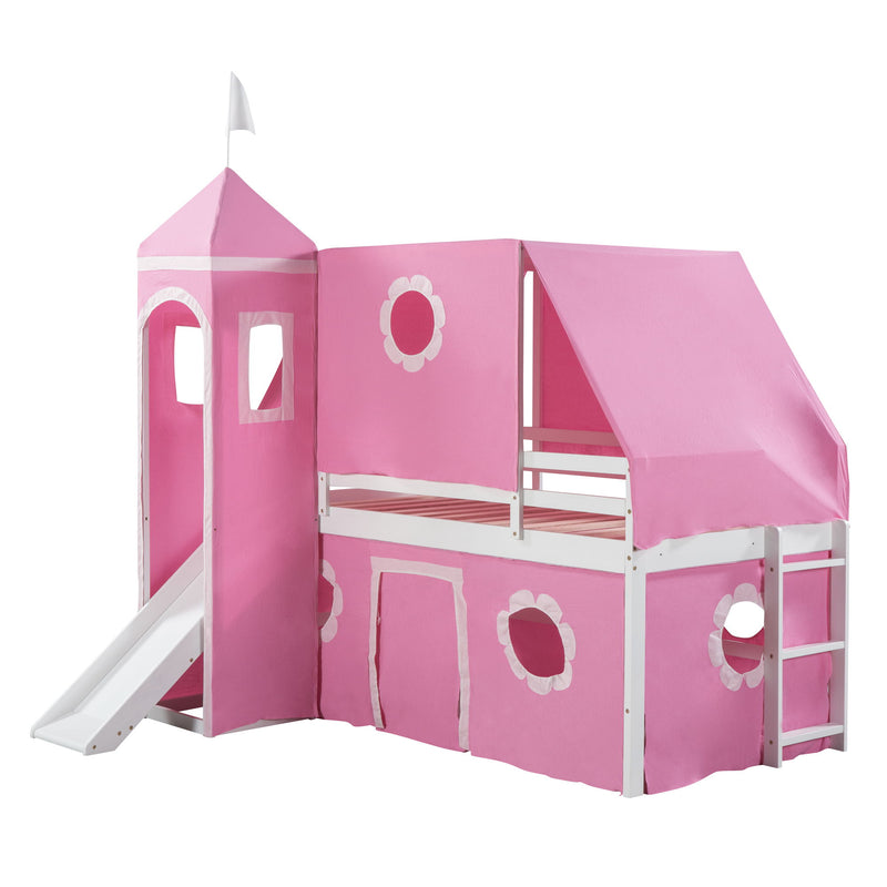 Loft Bed With Slide Tent And Tower Fun Playhouse Design
