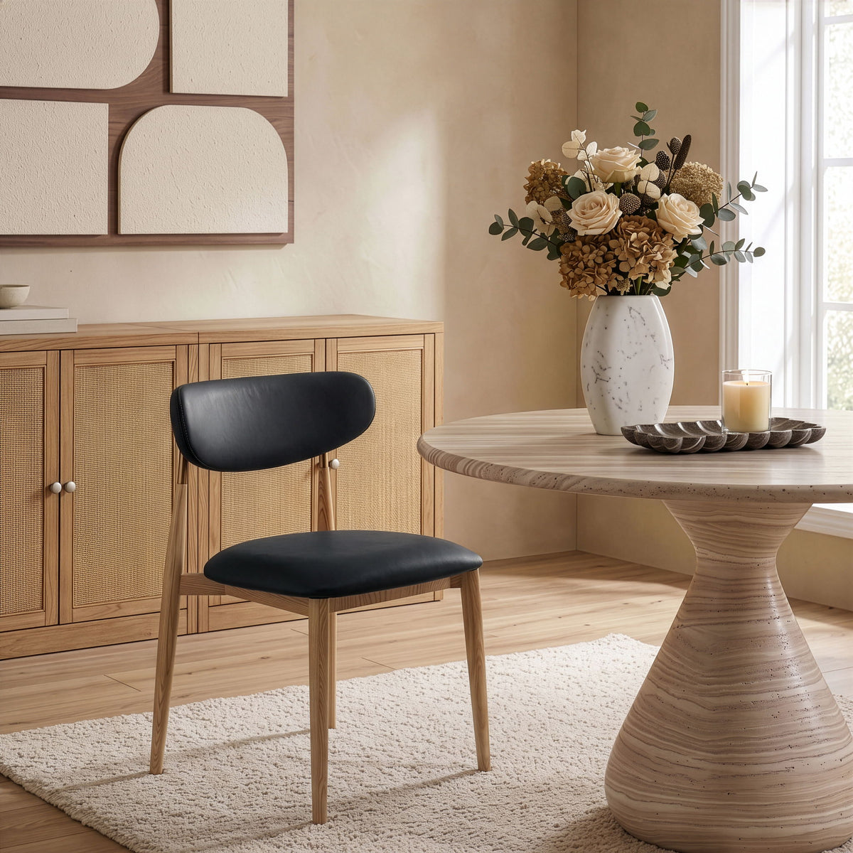 Ronda - Vegan Leather Upholstered Dining Side Chair - Natural Legs