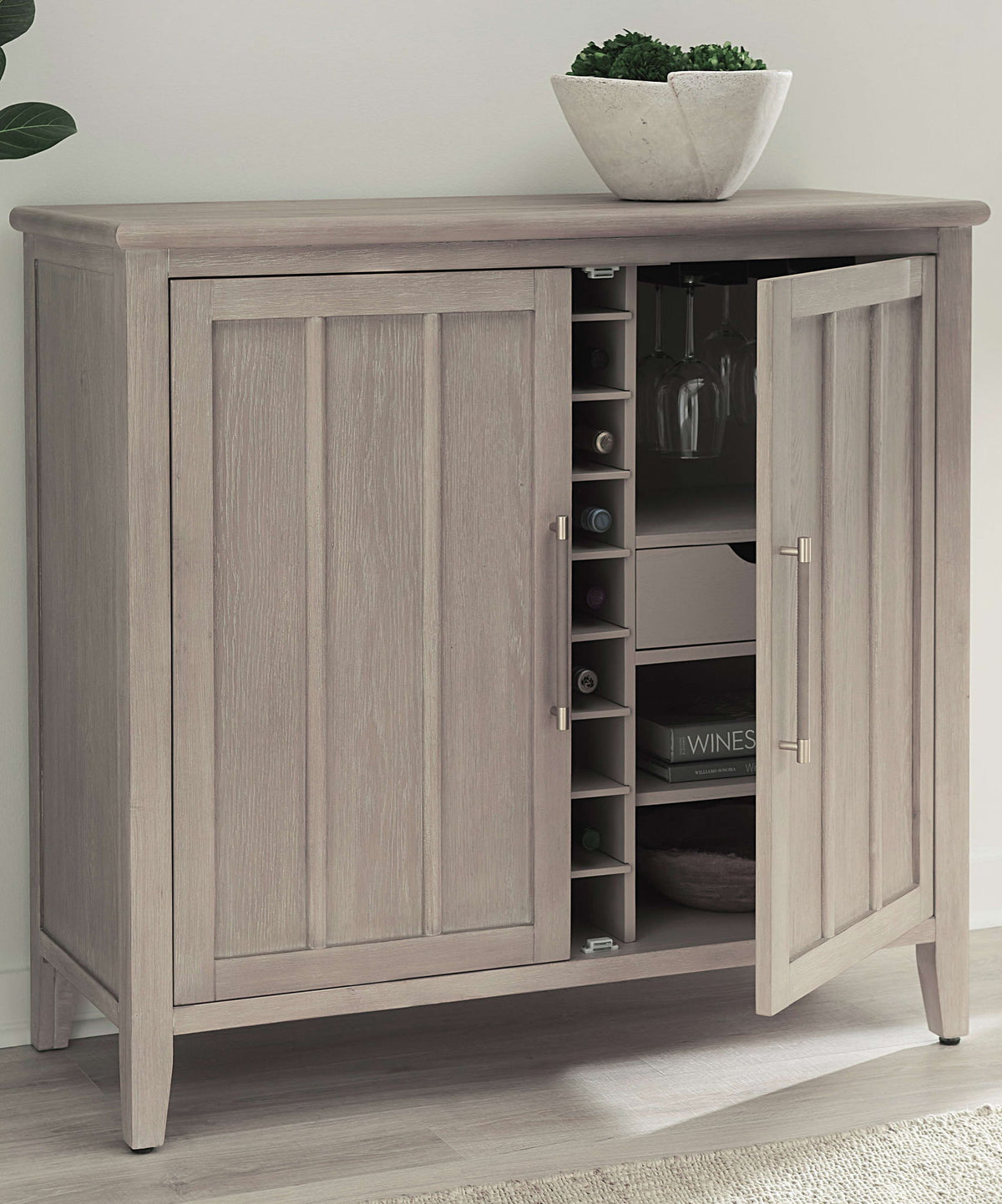 Camden - Two Door Two Drawer Bar Cabinet With Stemware Rack And Wine Rack - Chai
