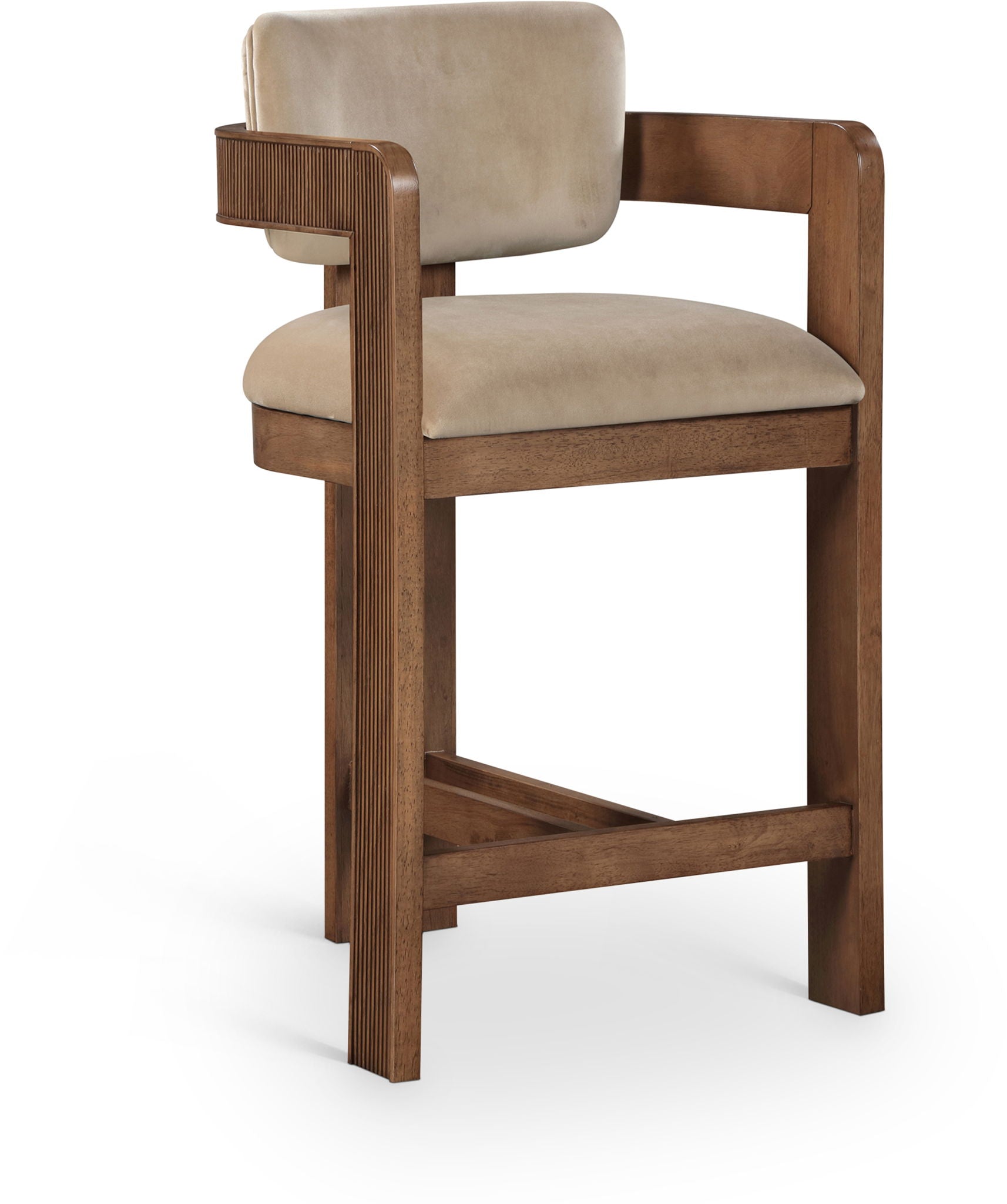 Sacha - Velvet Stool With Brown Base - Urban Living Furniture (Los Angeles, CA)