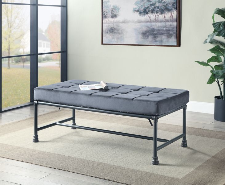 Brantley - Bench - Gray Velvet & Sandy Gray Finish - Urban Living Furniture (Los Angeles, CA)
