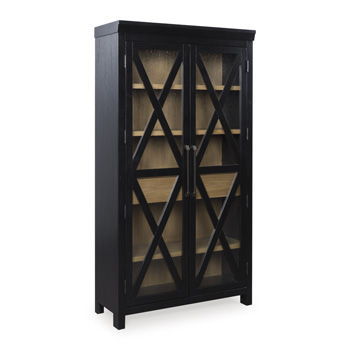 Ridgester - Display Cabinet - Light Brown / Black