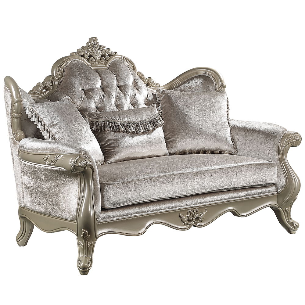Libertee - Loveseat With 3 Pillows - Beige Fabric & Champagne - Urban Living Furniture (Los Angeles, CA)