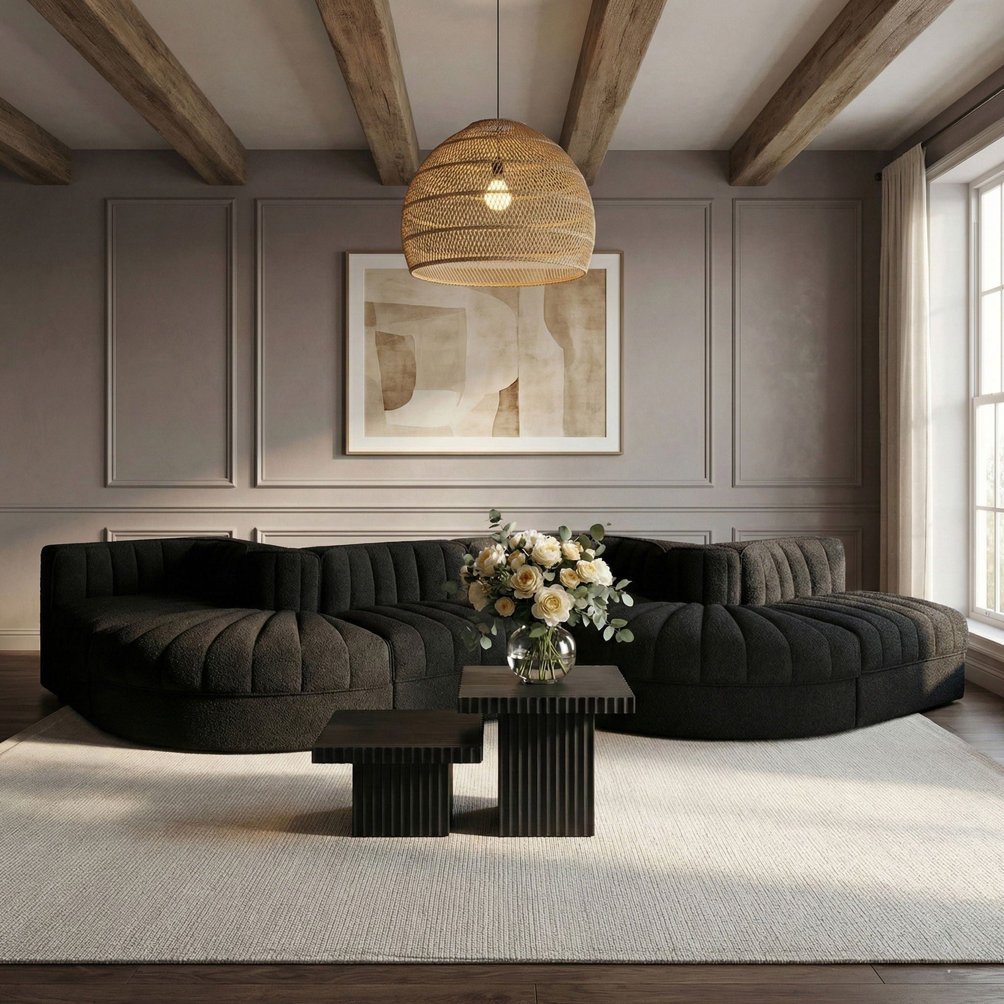 Rummi - Rounded Velvet Performance Fabric Upholstered 6 Piece Modular Sectional - Urban Living Furniture (Los Angeles, CA)
