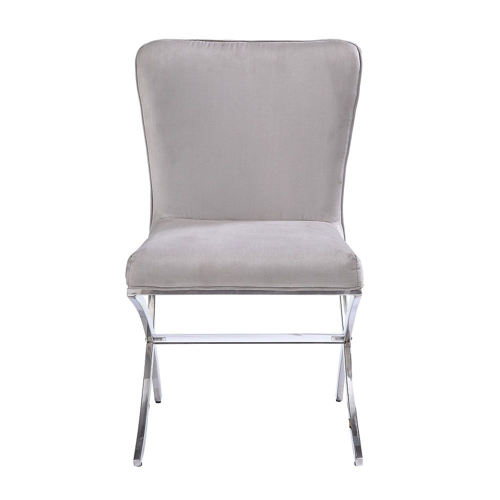 Daire - Side Chair (Set of 2) - Light Gray Velvet & Chrome - Urban Living Furniture (Los Angeles, CA)