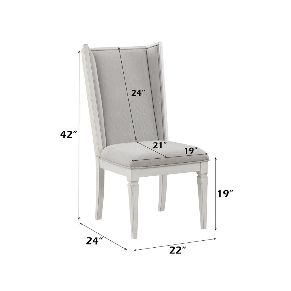 Katia - Hostess Chair (Set of 2) - Light Gray Linen & Weathered White - Urban Living Furniture (Los Angeles, CA)