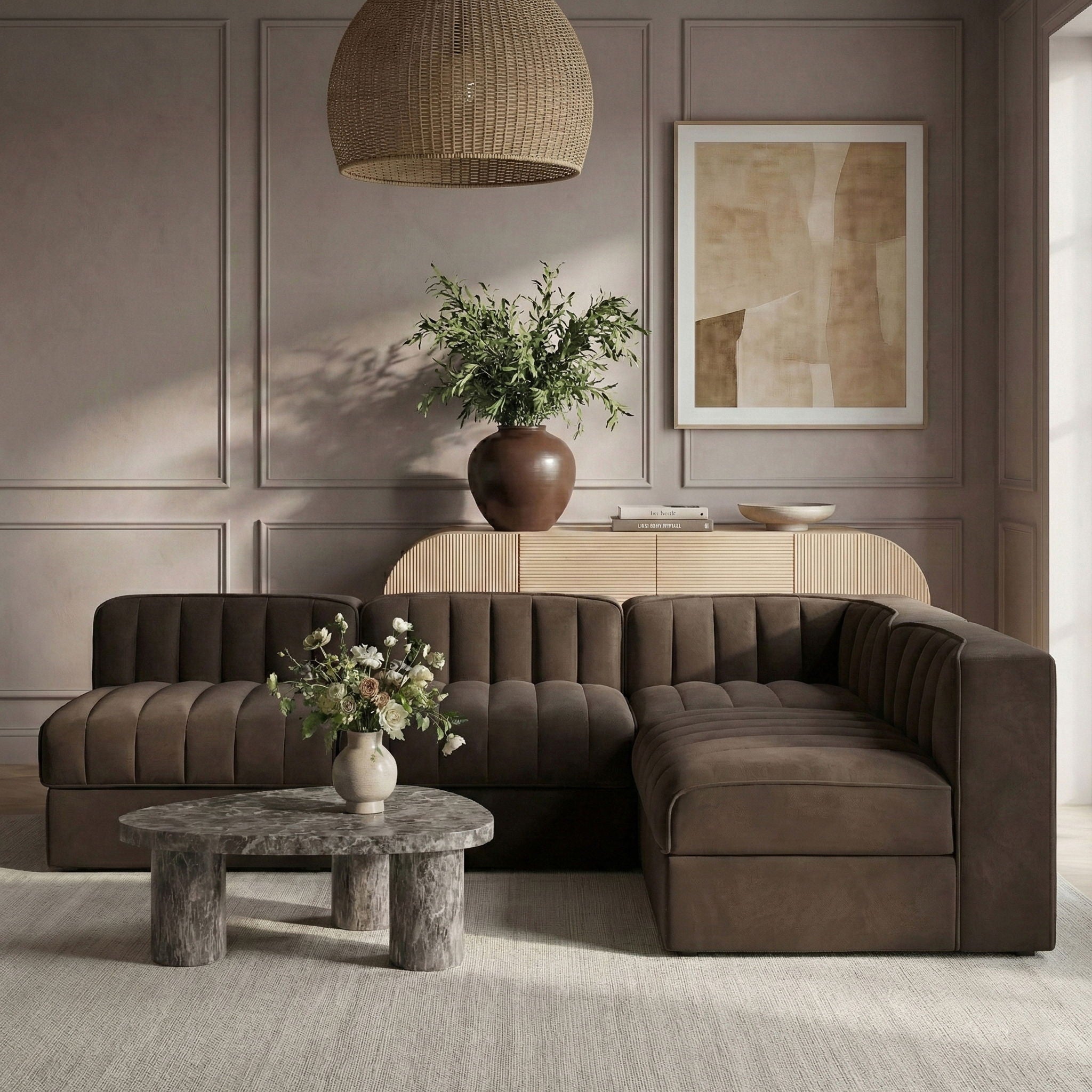 Rummi - Armless Velvet Performance Fabric Upholstered 4 Piece Modular Sectional - Urban Living Furniture (Los Angeles, CA)
