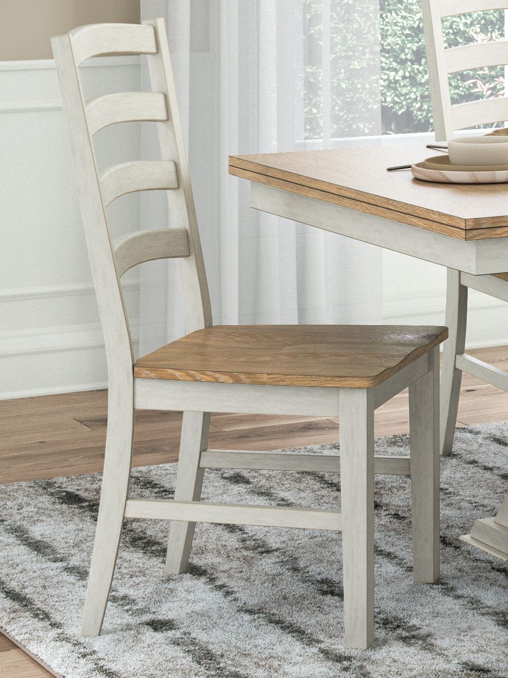 Purlaney - Antique White / Natural - Dining Room Side Chair (Set of 2) - Urban Living Furniture (Los Angeles, CA)