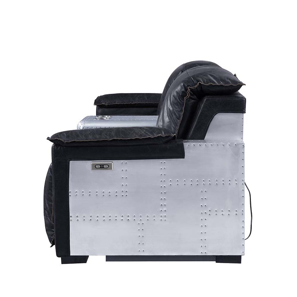Misezon - Power Motion Recliner - Black Top Grain Leather & Aluminum - Urban Living Furniture (Los Angeles, CA)
