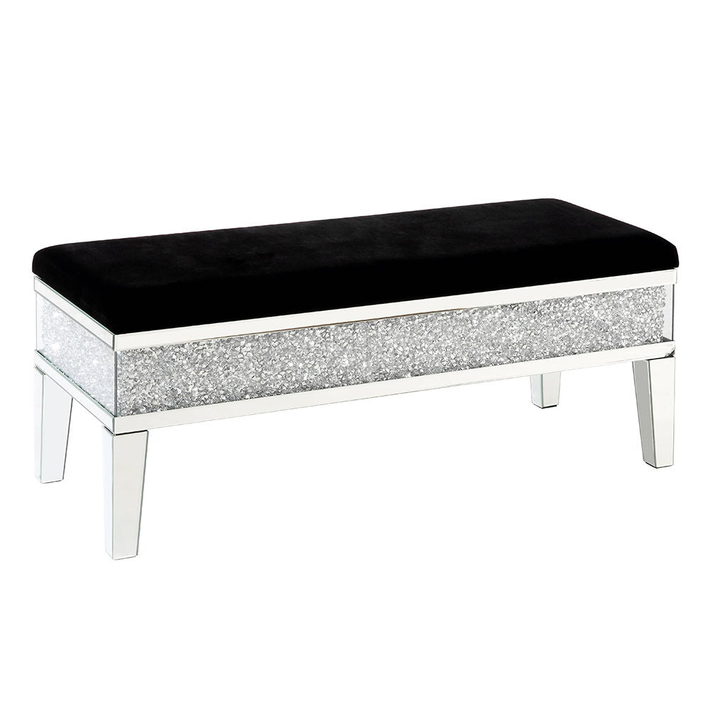 Noralie - 19" Bench With Storage - Mirrored & Faux Diamonds - Urban Living Furniture (Los Angeles, CA)