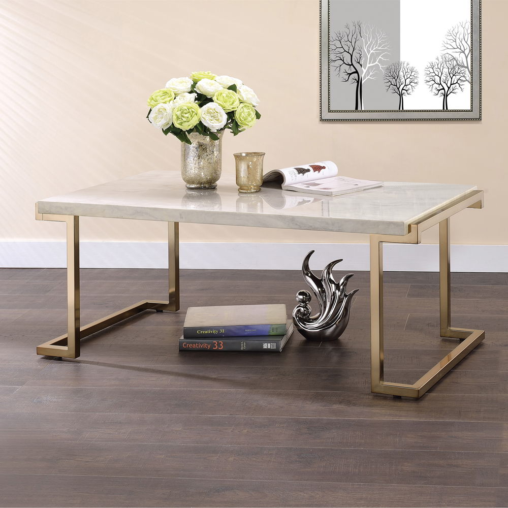 Boice II - Coffee Table - Faux Marble Top & Champagne - Urban Living Furniture (Los Angeles, CA)