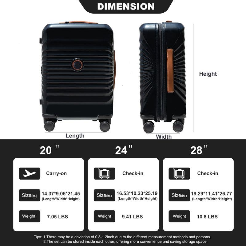 20" Carry On Luggage Lightweight Suitcase Tsa Lock, USB Port, Spinner Wheels