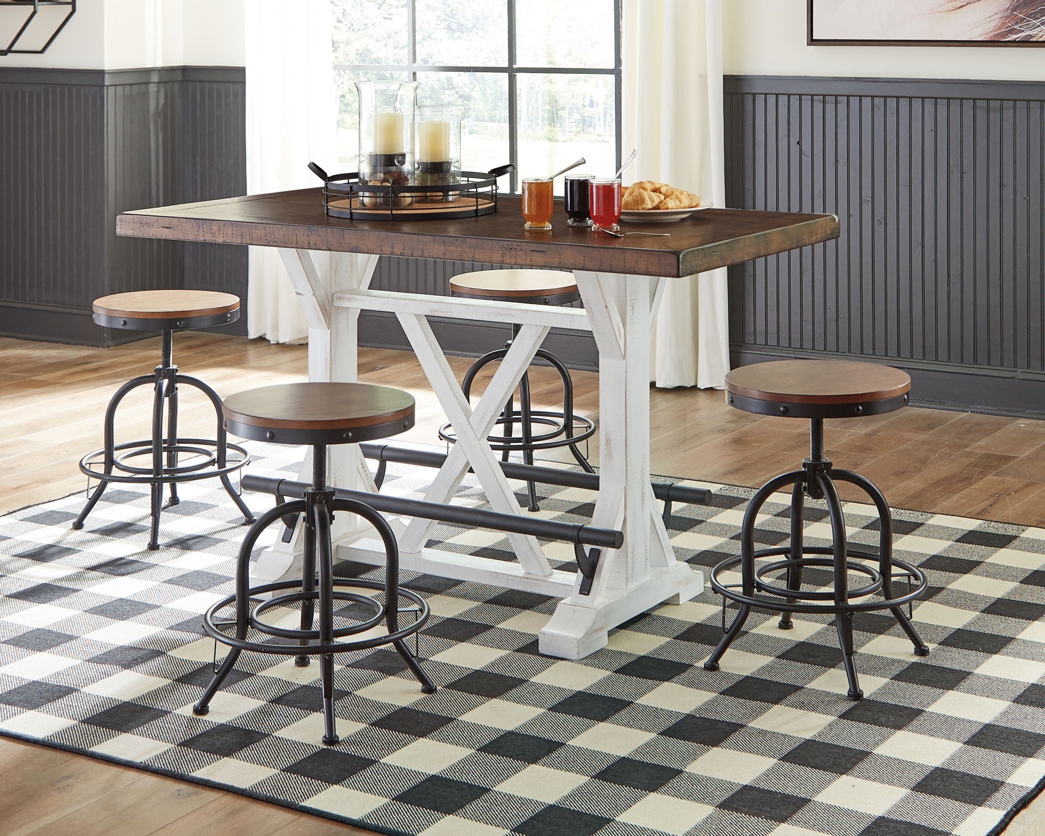 Valebeck - White / Brown - Rectangular Dining Room Counter Table - Urban Living Furniture (Los Angeles, CA)