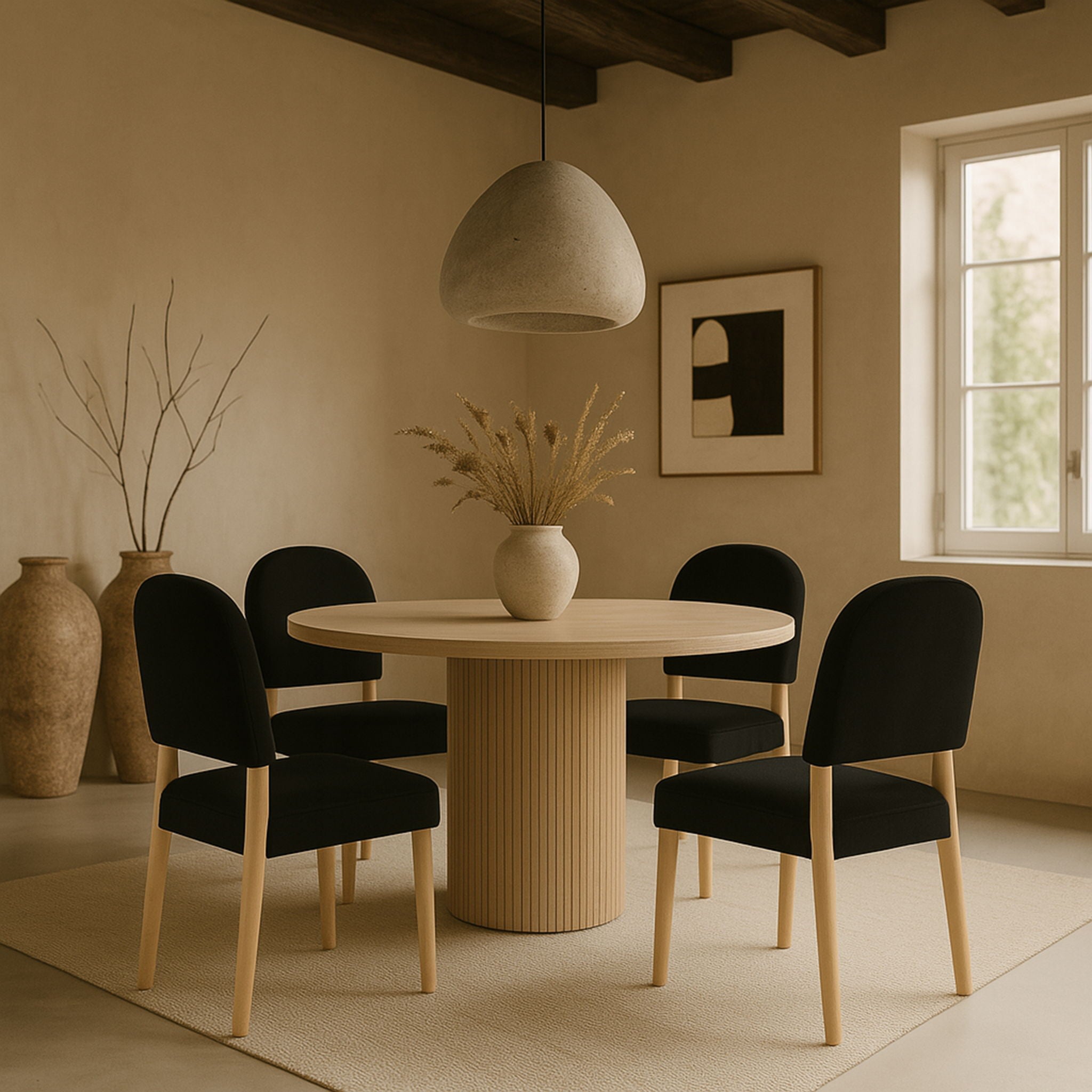 Varinelle - Velvet Dining Chair (Set of 2) - Natural Frame - Urban Living Furniture (Los Angeles, CA)