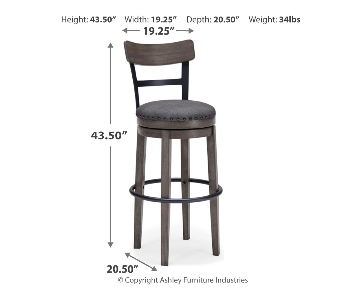 Caitbrook - Gray - Tall UPH Swivel Barstool - Urban Living Furniture (Los Angeles, CA)