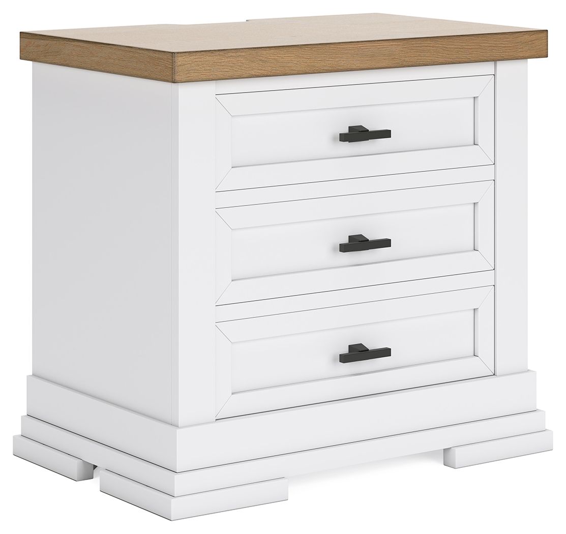 Ashbryn - White / Natural - Three Drawer Night Stand - Urban Living Furniture (Los Angeles, CA)