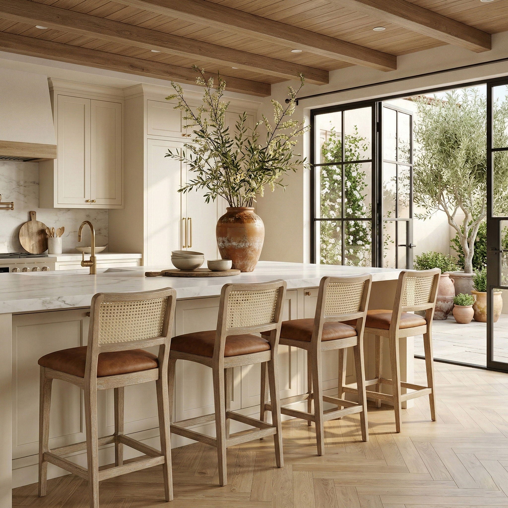Atrium - Upholstered Bar Stool (Set of 2) - Brushed Natural Frame - Urban Living Furniture (Los Angeles, CA)