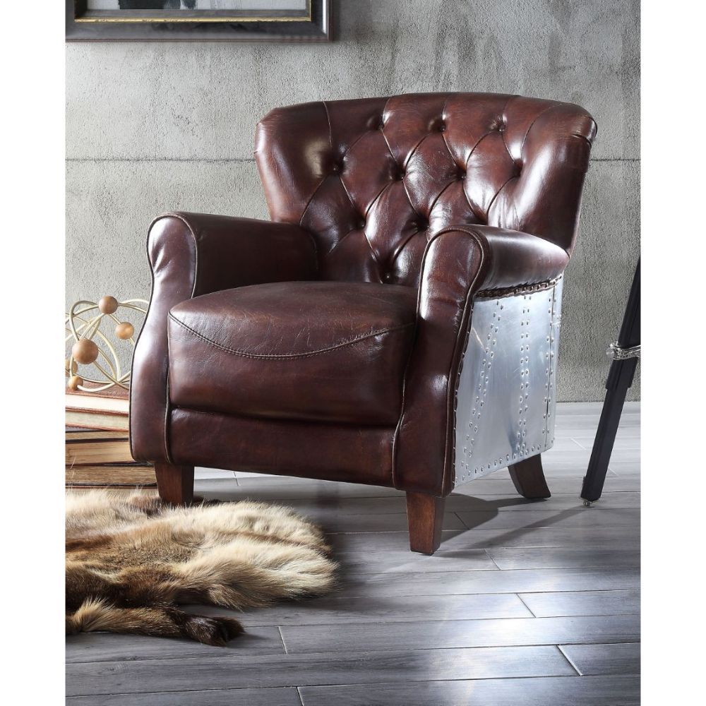 Brancaster - Accent Chair - Vintage Brown & Aluminum - Urban Living Furniture (Los Angeles, CA)