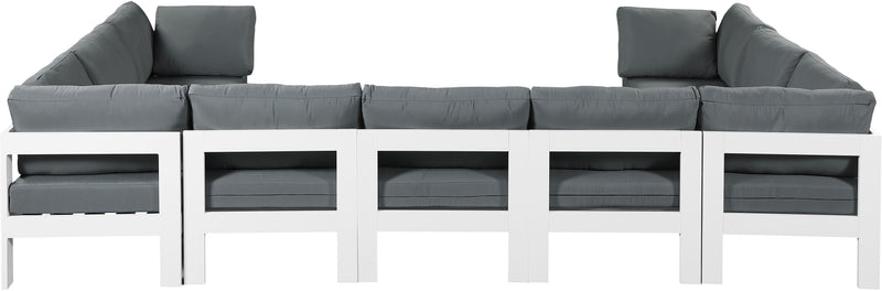 Nizuc - Outdoor Patio 9 Piece Modular Sectional With White Frame