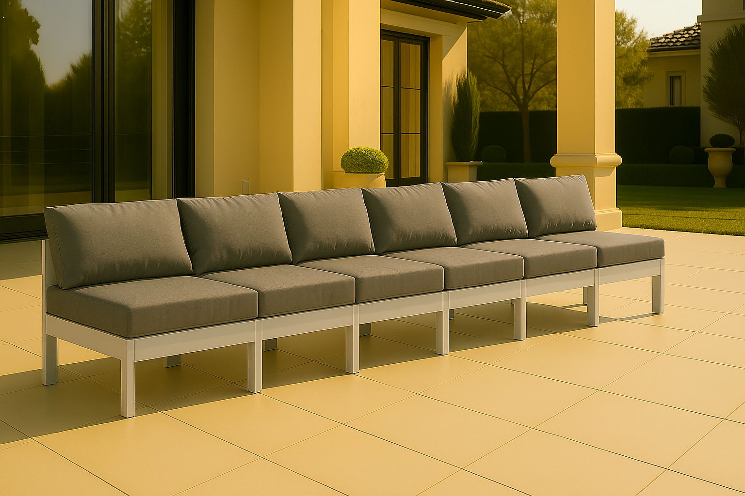 Nizuc - Outdoor Patio 6 Seat Armless Modular Sofa With White Frame - Urban Living Furniture (Los Angeles, CA)