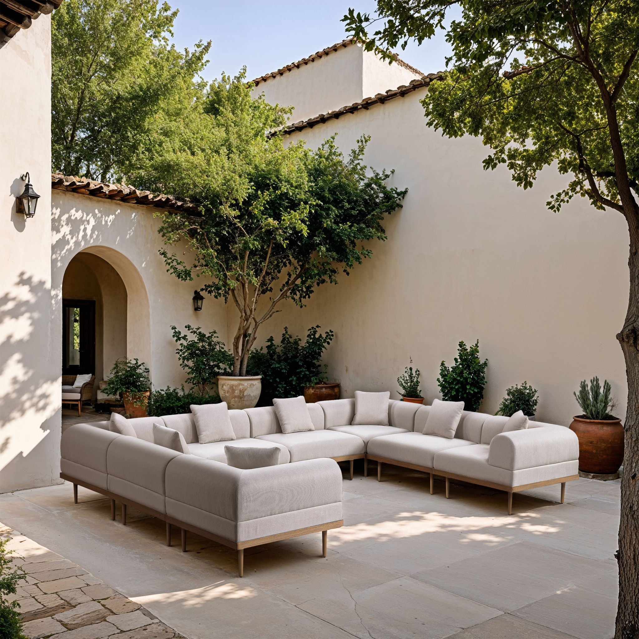 Laguna - 8 Piece Resilient Water Resistant Fabric 142" Upholstered Outdoor Patio Modular Sectional - Urban Living Furniture (Los Angeles, CA)