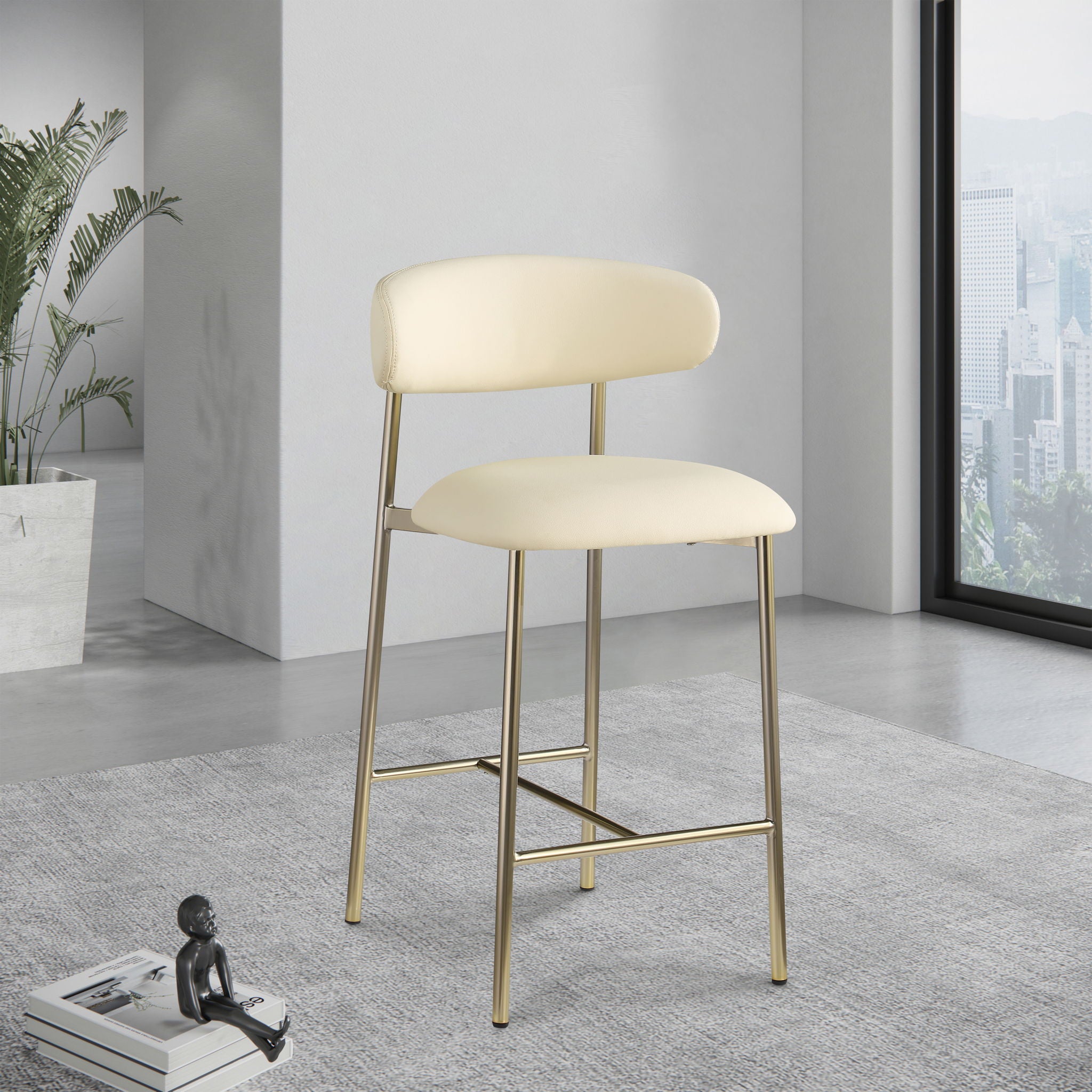 Lupita - Counter Stool With Brushed Gold Frame (Set of 2) - Urban Living Furniture (Los Angeles, CA)