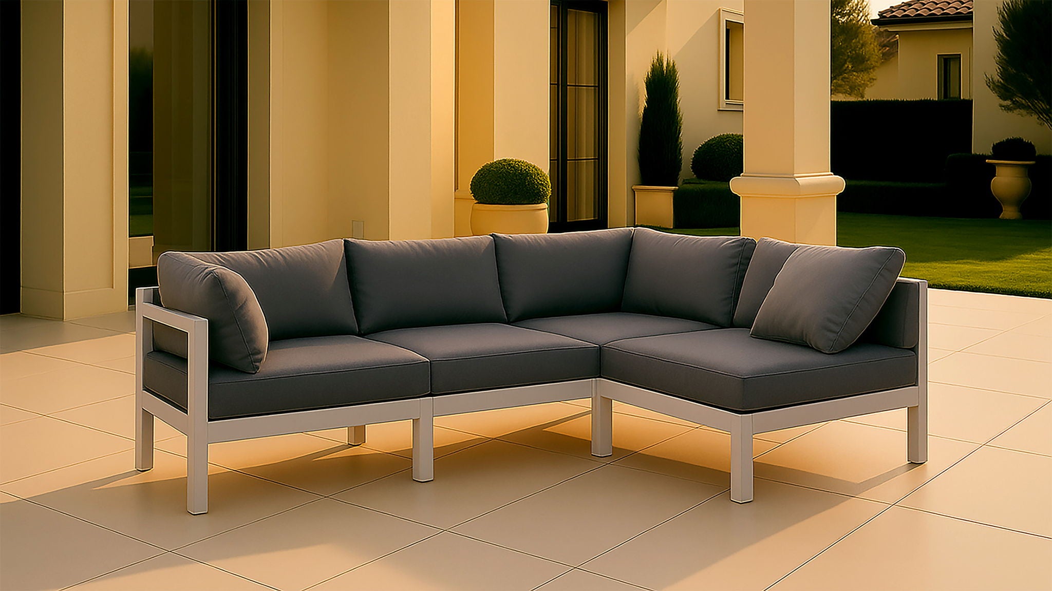 Nizuc - Outdoor Patio 4 Piece Modular Sectional With White Frame - Urban Living Furniture (Los Angeles, CA)