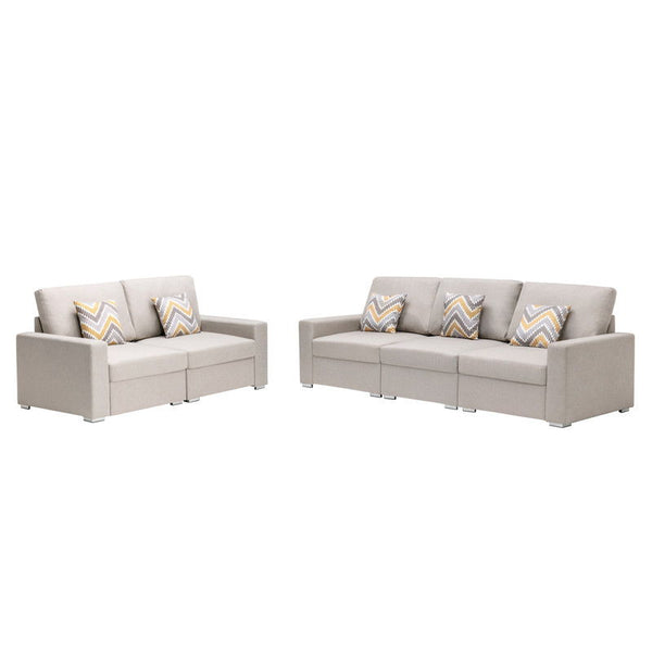 Nolan - Linen Fabric Sofa And Loveseat Living Room With Pillows And Interchangeable Legs - Urban Living Furniture (Los Angeles, CA)