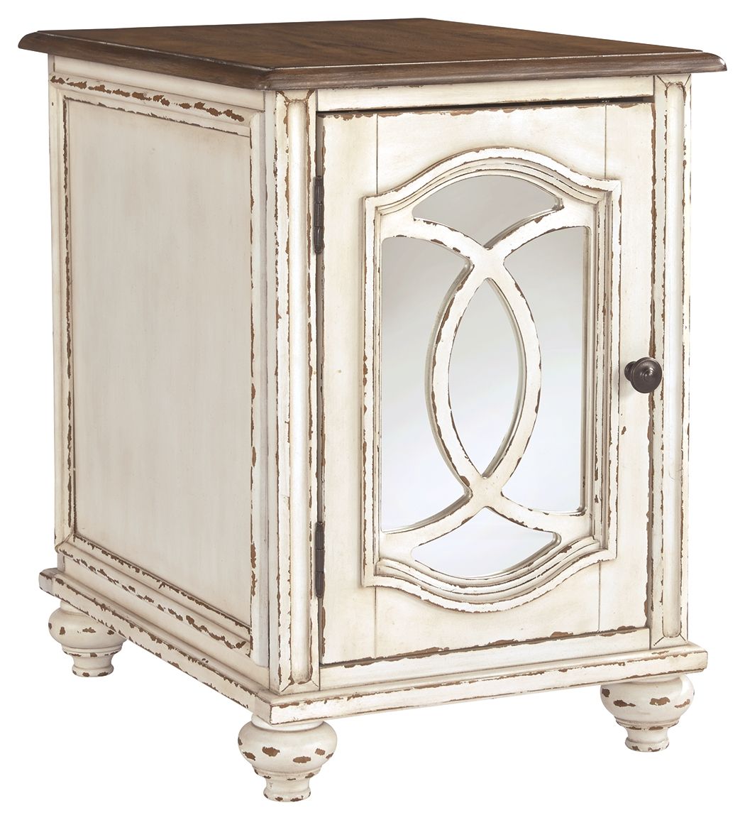 Realyn - White / Brown - Chair Side End Table - Insert Mirror - Urban Living Furniture (Los Angeles, CA)