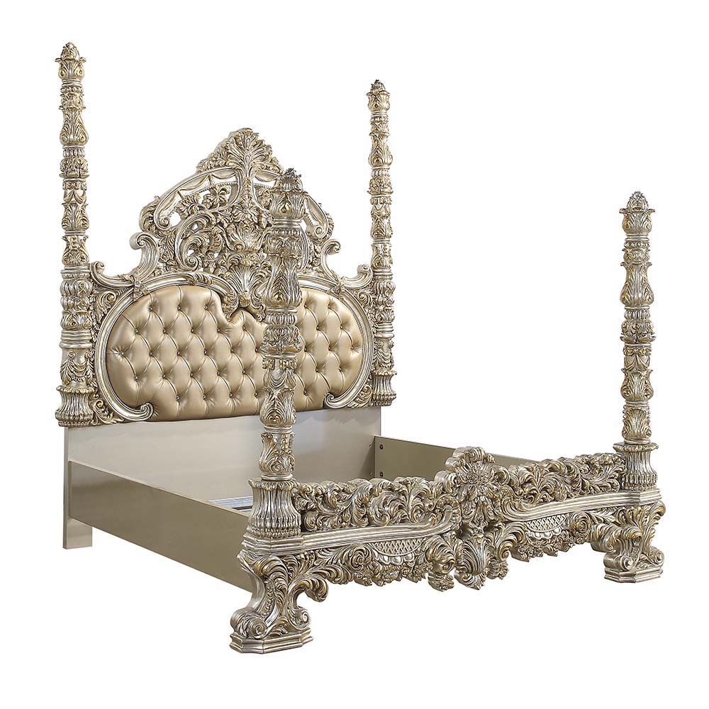 Danae - Eastern King Bed - Synthetic Leather , Champagne & Gold - Urban Living Furniture (Los Angeles, CA)