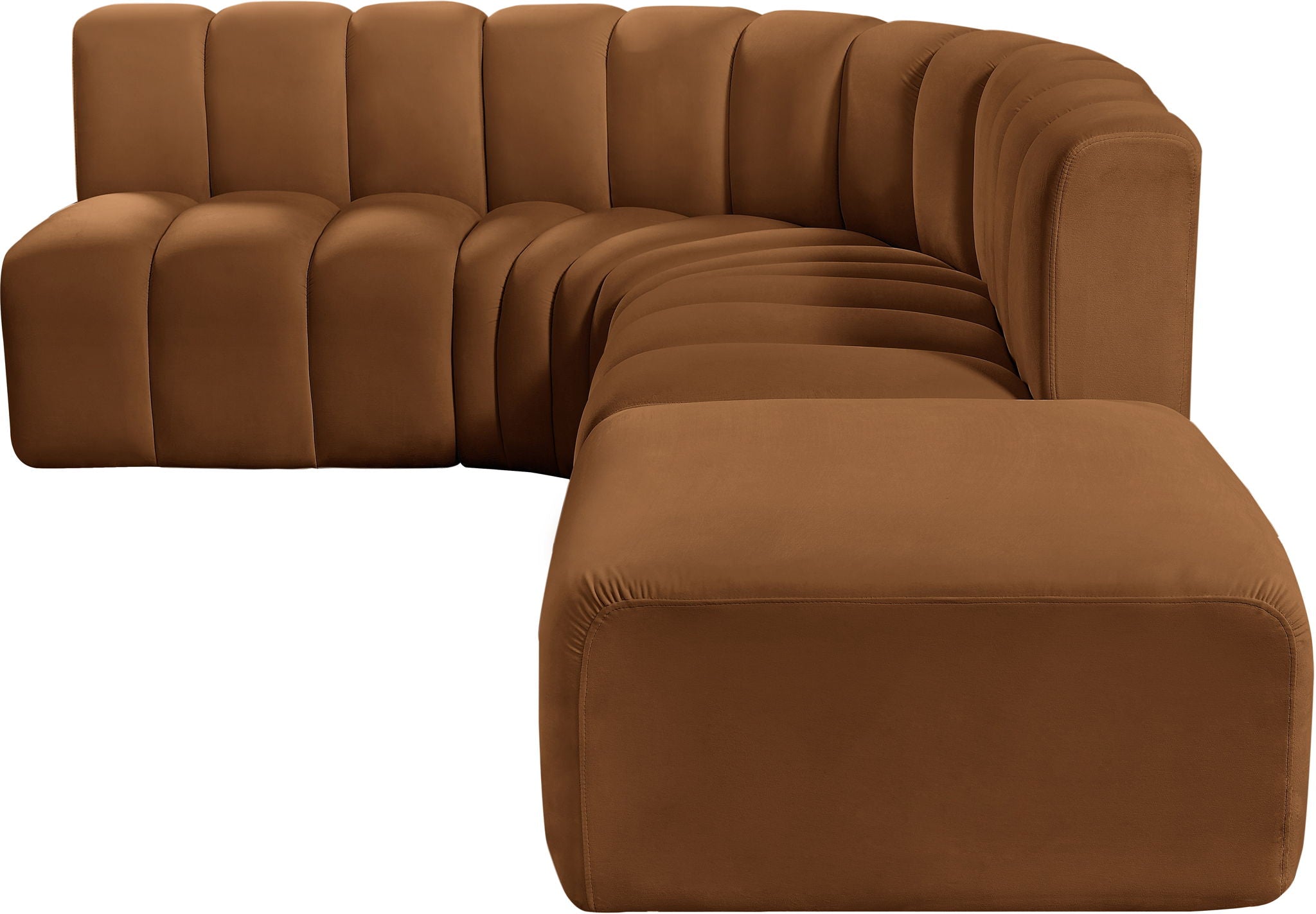 Arc - Velvet 5 Piece Corner Modular Sofa - Saddle - Urban Living Furniture (Los Angeles, CA)