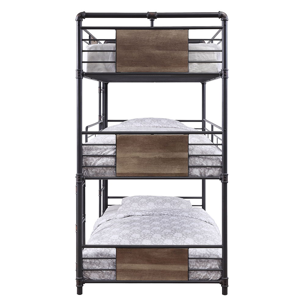 Brantley - Triple Twin Bunk Bed - Sandy Black & Dark Bronze Hand-Brushed - Urban Living Furniture (Los Angeles, CA)