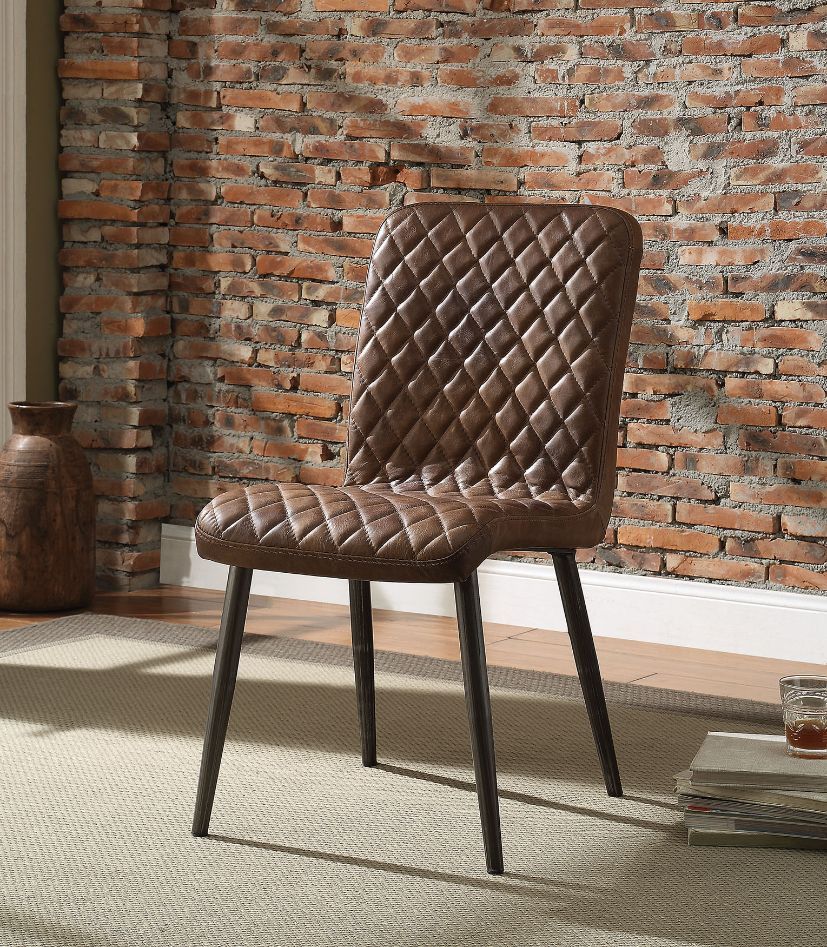 Millerton - Side Chair (Set of 2) - Vintage Chocolate Top Grain Leather & Antique Black - Urban Living Furniture (Los Angeles, CA)