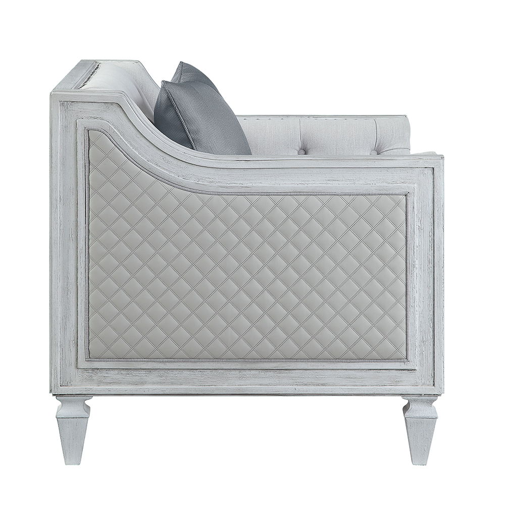 Katia - Loveseat With 2 Pillows - Light Gray Linen & Weathered White - Urban Living Furniture (Los Angeles, CA)