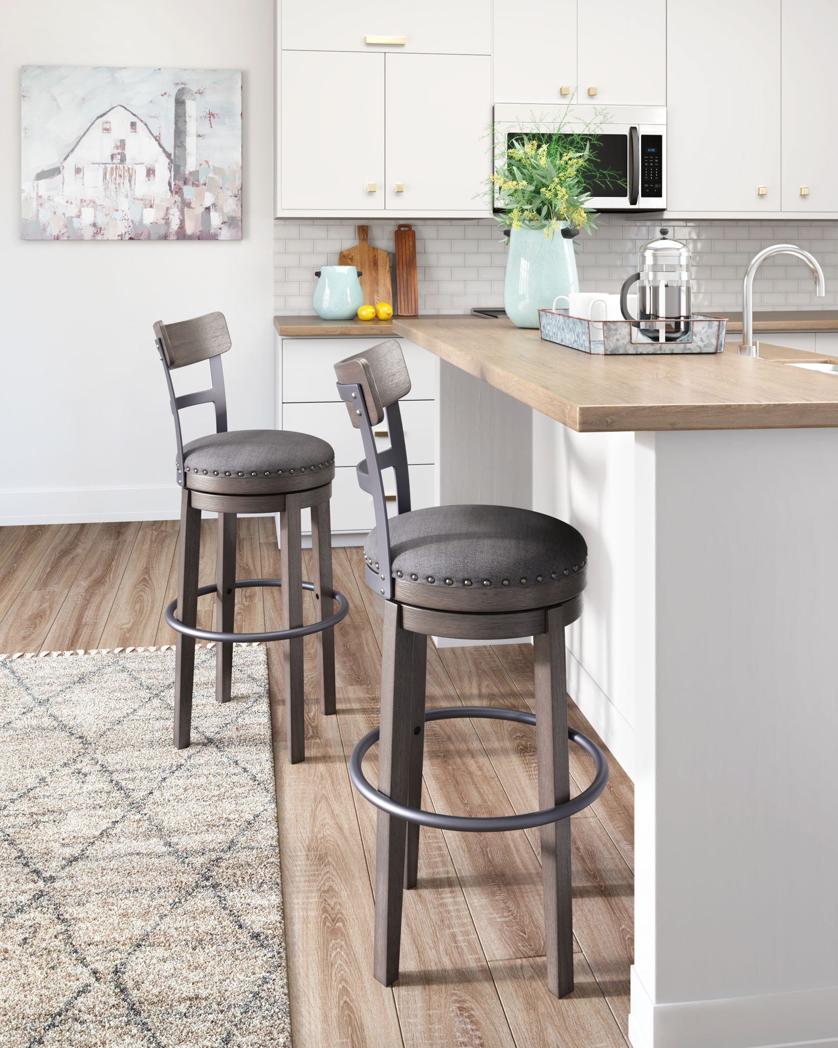 Caitbrook - Gray - Tall UPH Swivel Barstool - Urban Living Furniture (Los Angeles, CA)