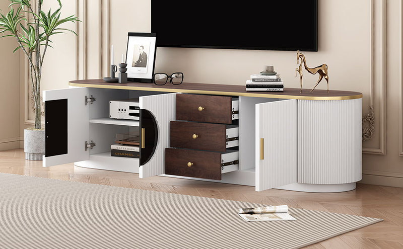Modern Minimalist TV Stand For TVs Up To 80" With 3 Drawers And 1 Shelf