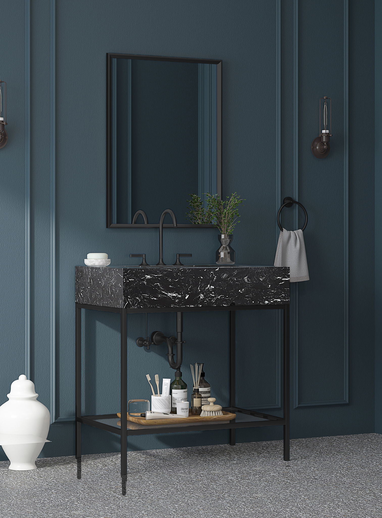 Marmo - Engineered Marble Bathroom Vanity With Black Base - Urban Living Furniture (Los Angeles, CA)