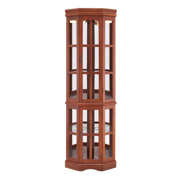 Corner Curio Cabinet With 5 Shelves And Lighting System (E26 Light Bulb Not Included)