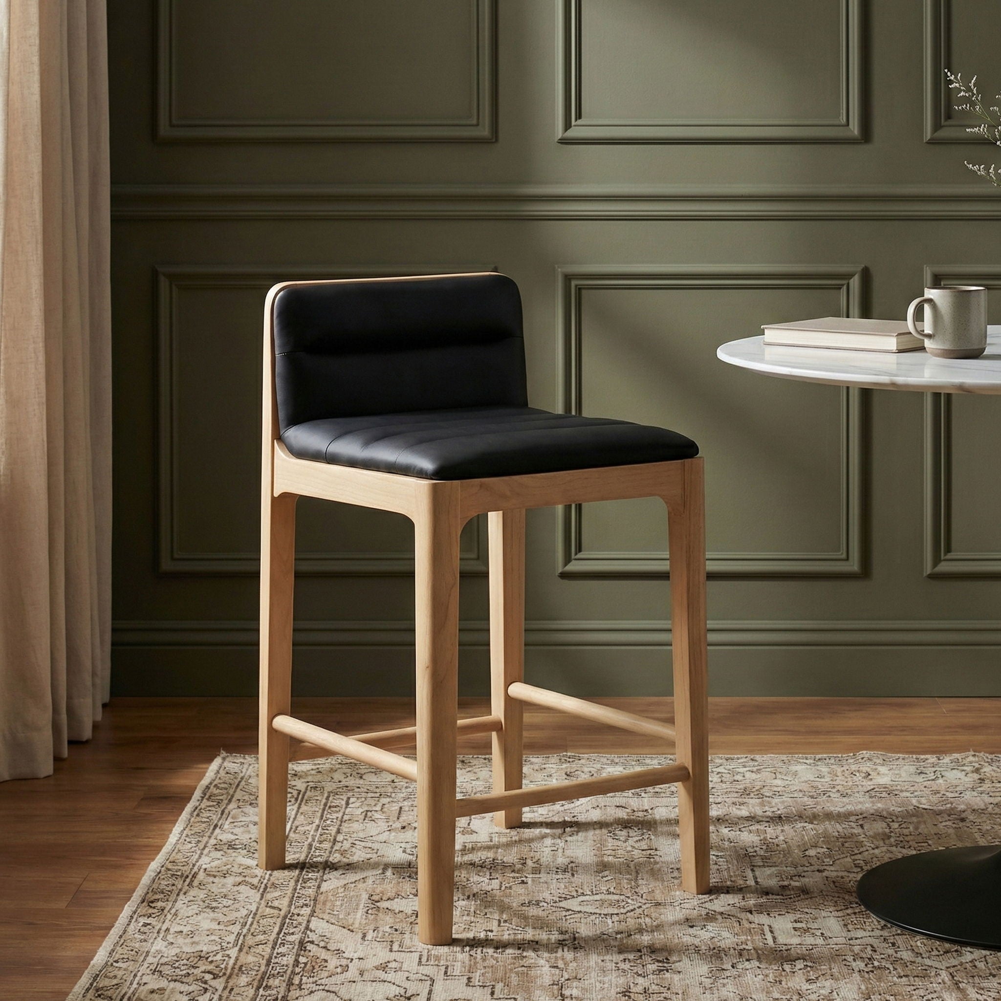 Ellis - Vegan Leather Upholstered Counter Stool (Set of 2) - Natural Base - Urban Living Furniture (Los Angeles, CA)