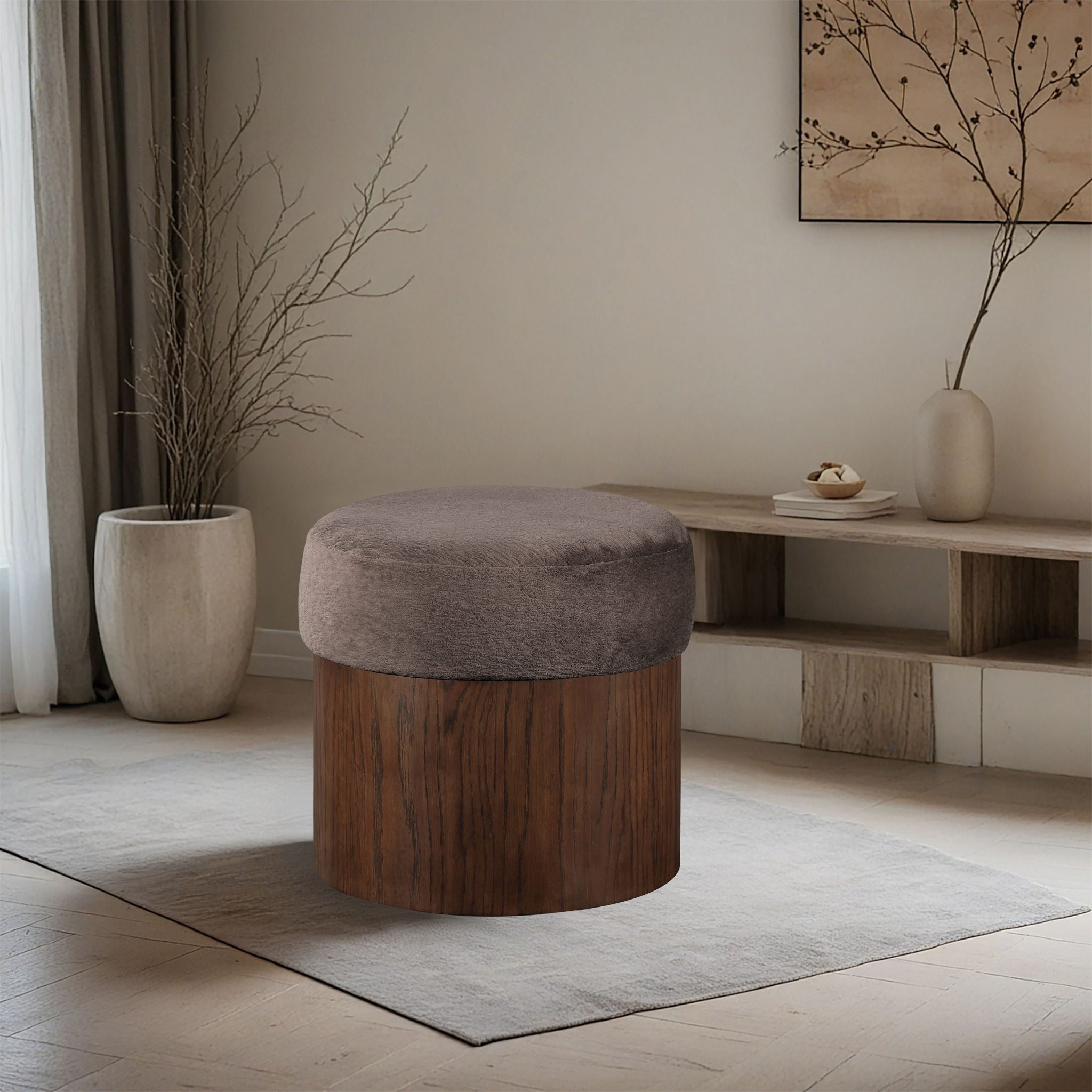 Nimes - Ottoman / Stool With Brown Base - Urban Living Furniture (Los Angeles, CA)