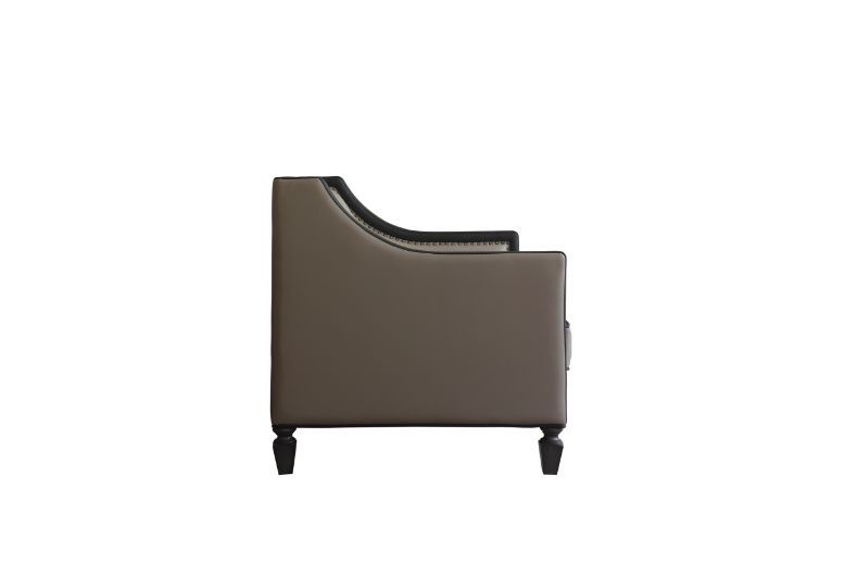 House - Beatrice Loveseat - Tan PU, Black PU & Charcoal Finish - Urban Living Furniture (Los Angeles, CA)