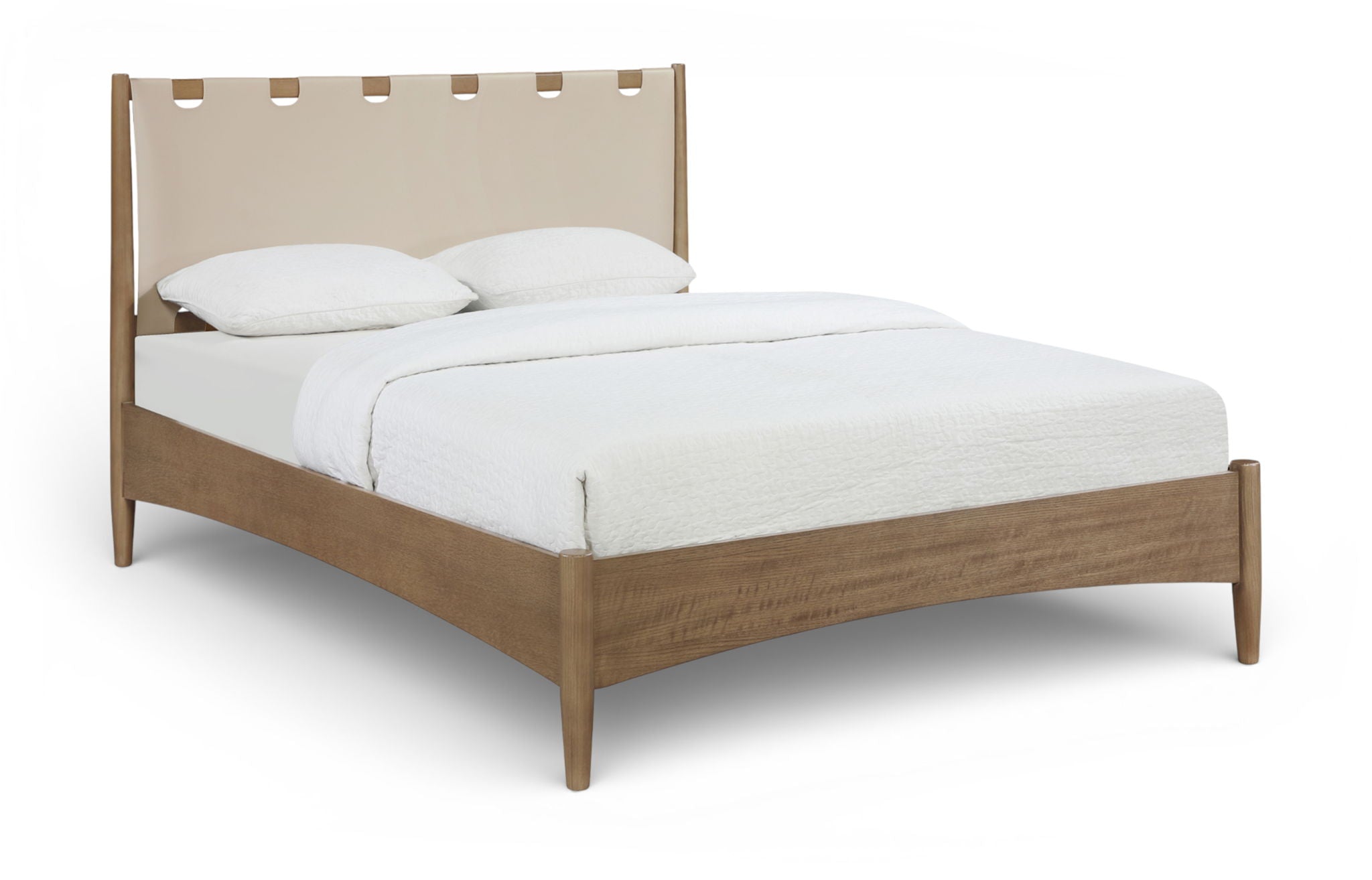 Santos - Vegan Leather Headboard And Wood Bed - Waxed Brown Frame - Urban Living Furniture (Los Angeles, CA)