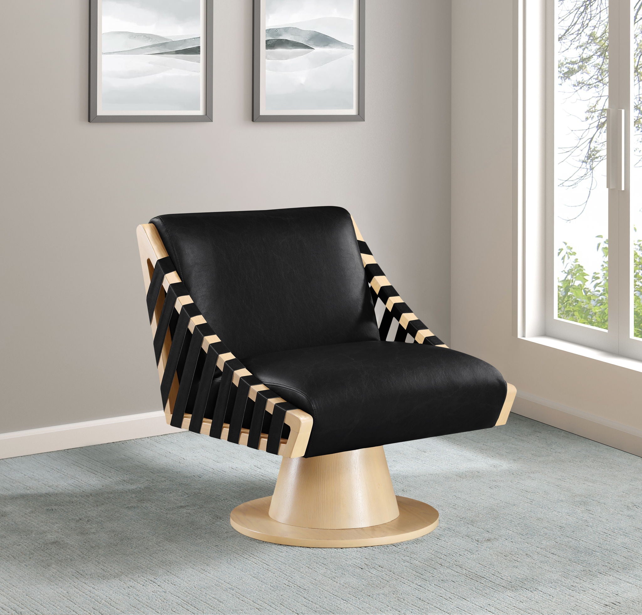 Millwin - Swivel Accent Chair With Natural Base - Urban Living Furniture (Los Angeles, CA)