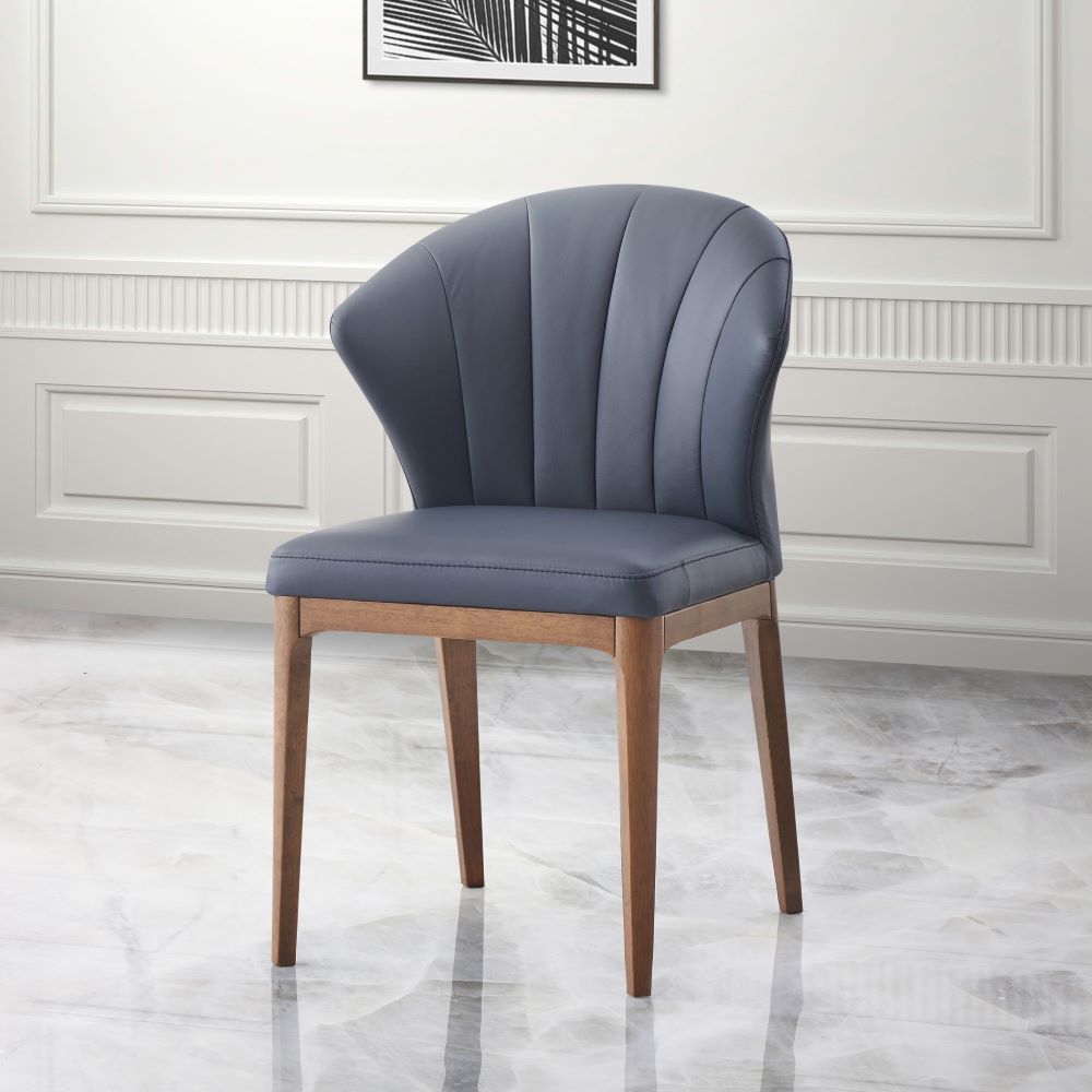 Seraphyne - Side Chair (Set of 2) - Slate Leather & Walnut - Urban Living Furniture (Los Angeles, CA)
