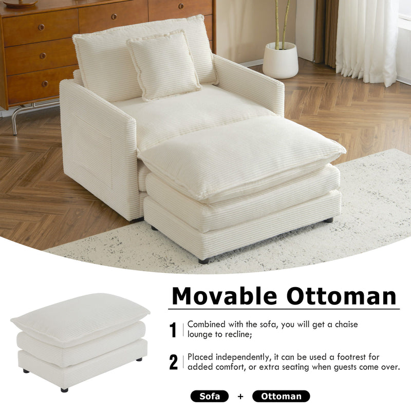 Modern Modular Sofa With Side Storage Pockets For Living Room
