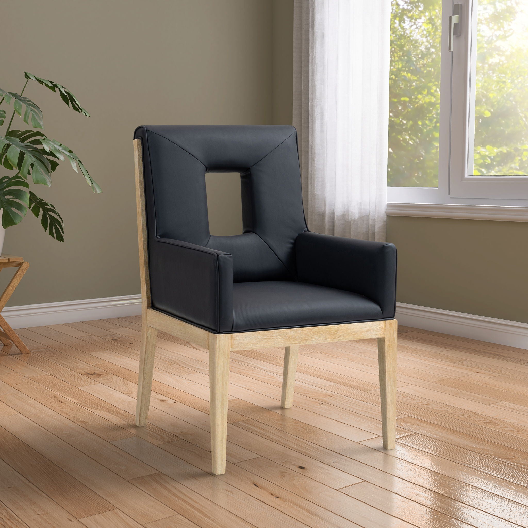 Gwendolyn - Faux Leather Dining Arm Chair With Natural Frame - Urban Living Furniture (Los Angeles, CA)